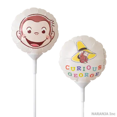 ブロースティック付 おさるのジョージ スティックバルーン パステルジョージ